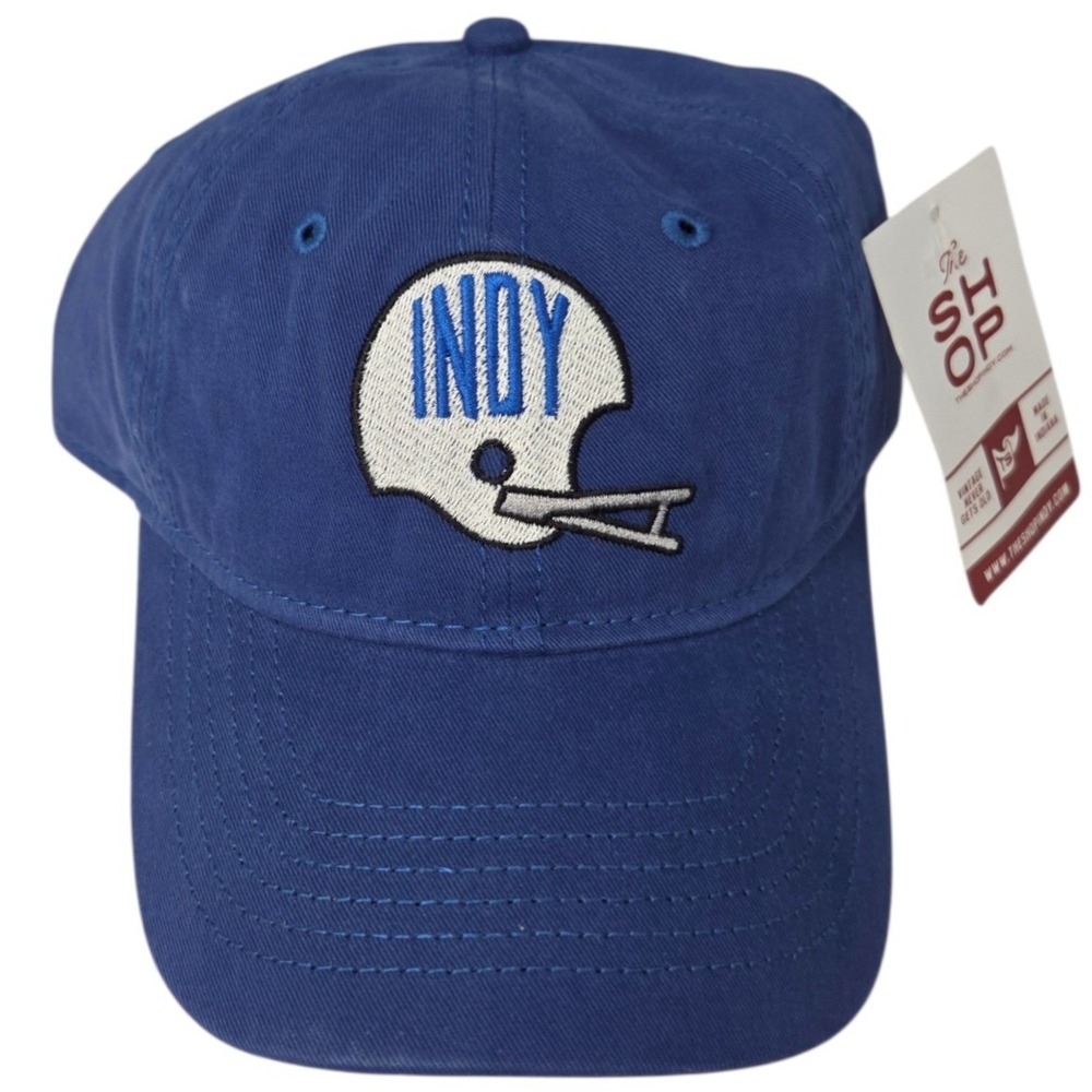Indy Football Helmet Hat‎ Mens Blue Adjustable Strapback Cap Indiana OSFM NWT